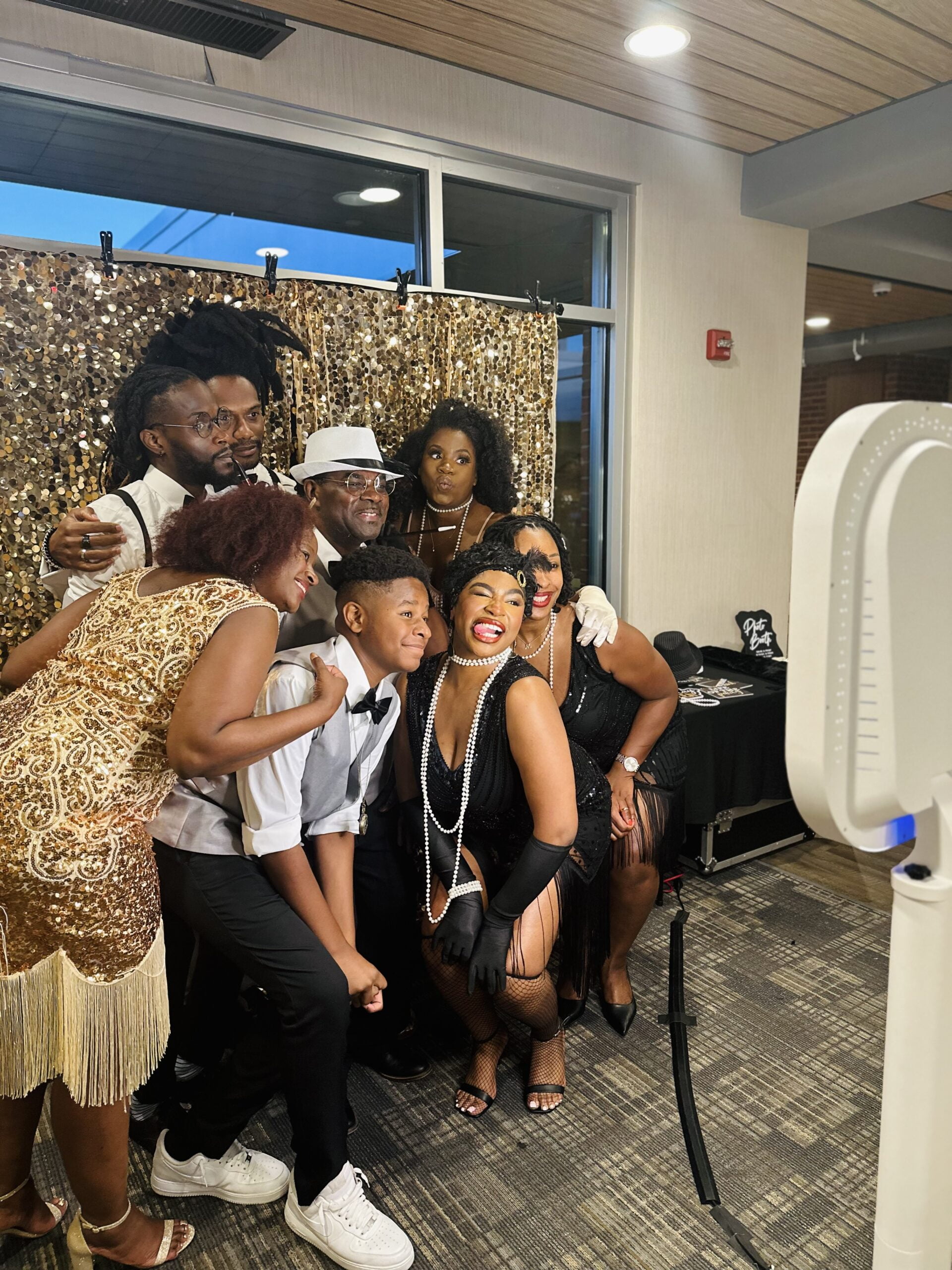 posing for a photo booth